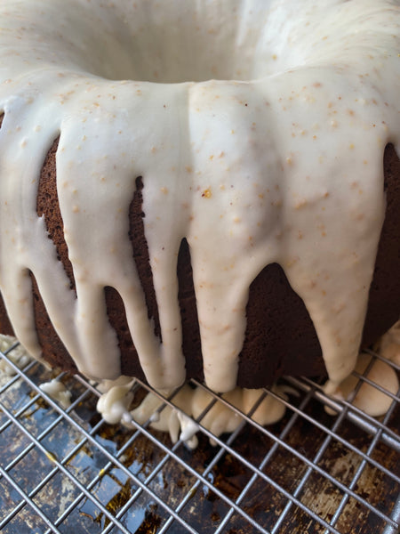 Cream Cheese Pound Cake with Orange Nutmeg Frosting