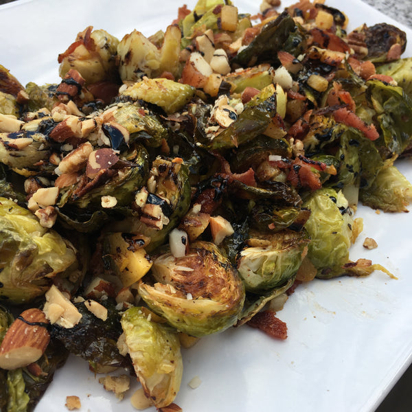 Roasted Brussels Sprouts with Nectarine and Nuts