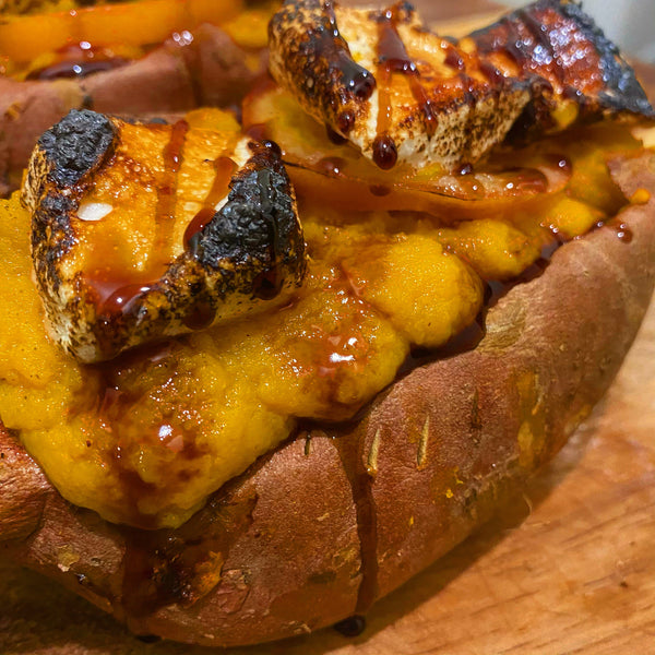 Baked & Smoked Sweet Potatoes