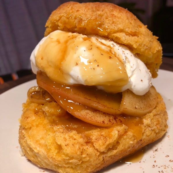Sweet Potato Shortcake with Brandied Apples & Nutmeg Cream