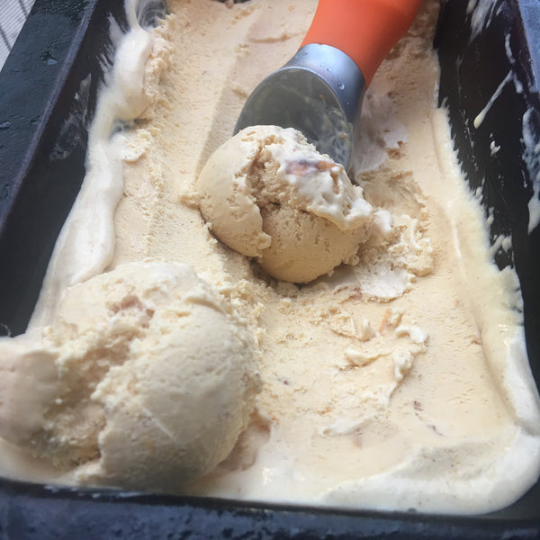 Peach (Ginger) Ice Cream with Whiskey Caramel