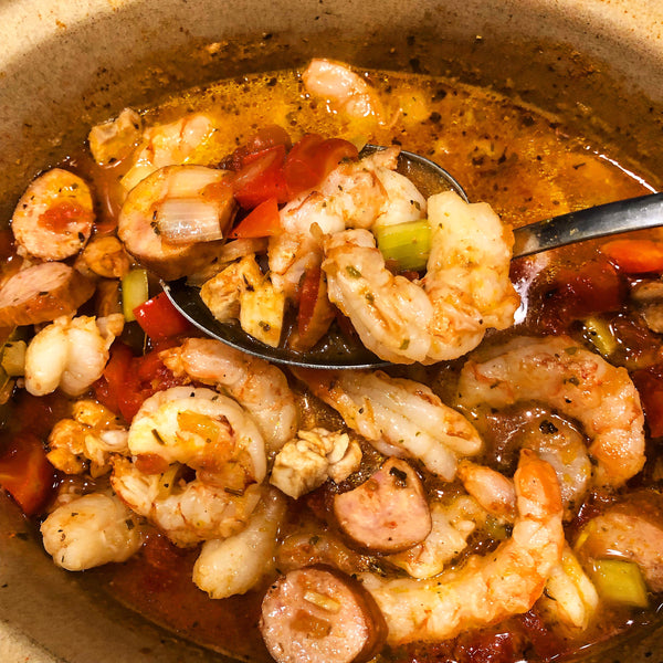 Slow Cooker Seared Chicken Thigh & Shrimp Gumbo