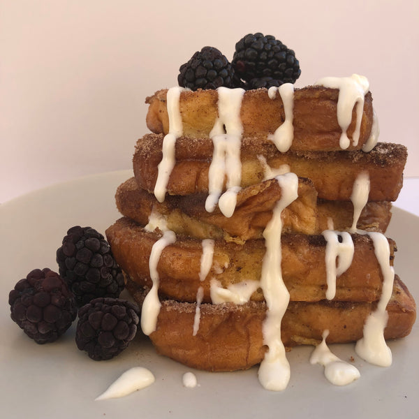 Churro Eggnog French Toast with a splash of Rum