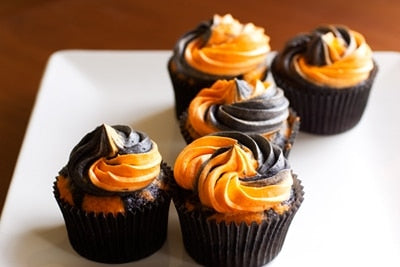 Orange and Black Halloween Cupcakes