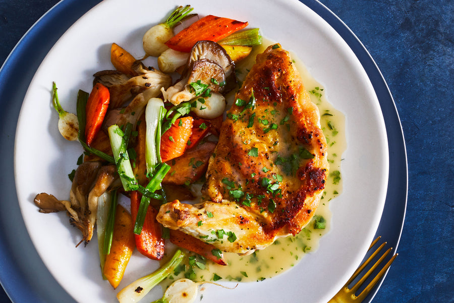 Quick Skillet-Roasted Chicken with Spring Vegetables