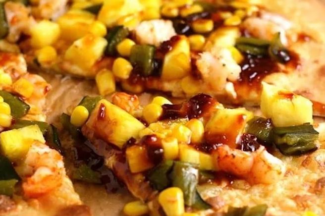 Shrimp and Pineapple Pizza with Chipotle Glaze